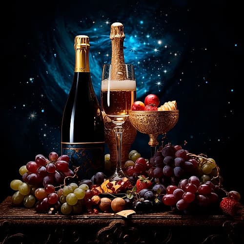 Wine bottles and glass Classical Print